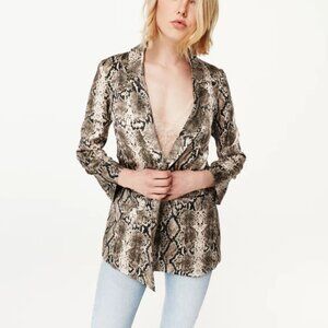 Cami NYC The Owen Women's Snakeskin Silk Blazer in Black and Cream